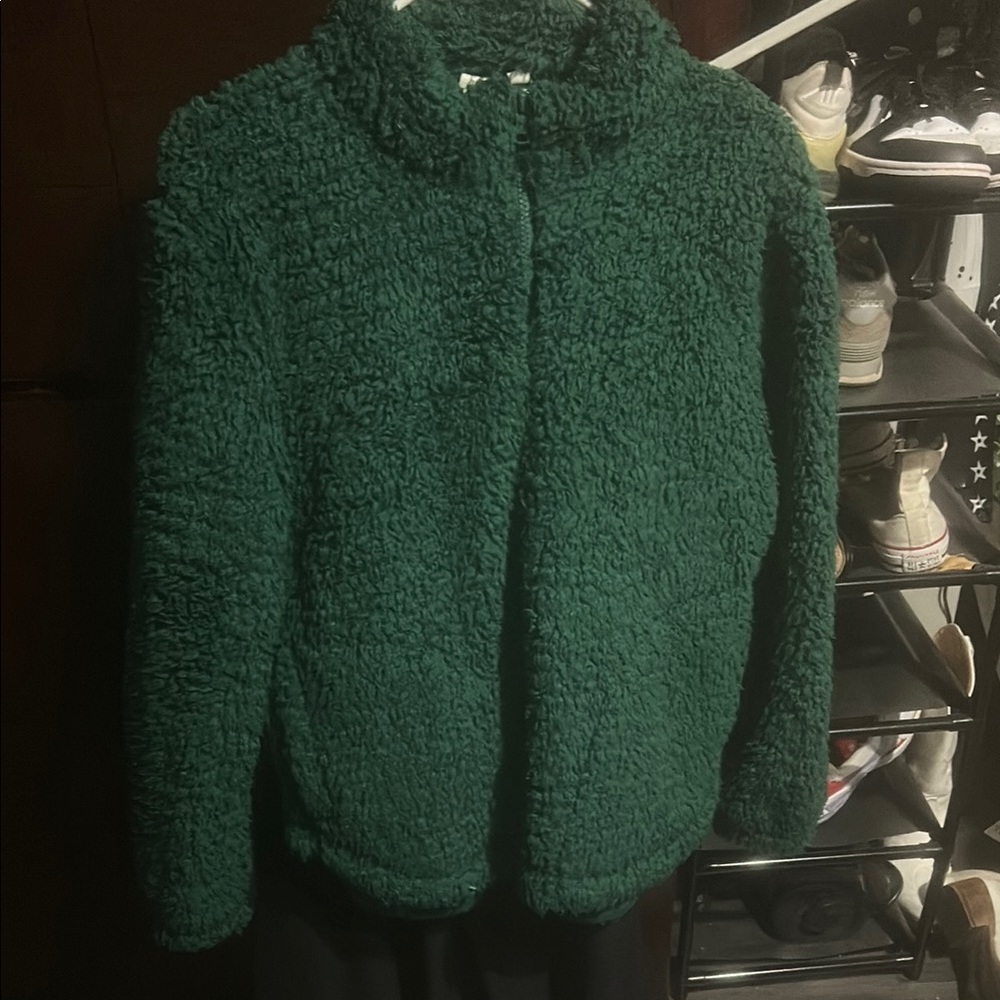 GAP Green Teddy Jacket Cozy Sherpa Style